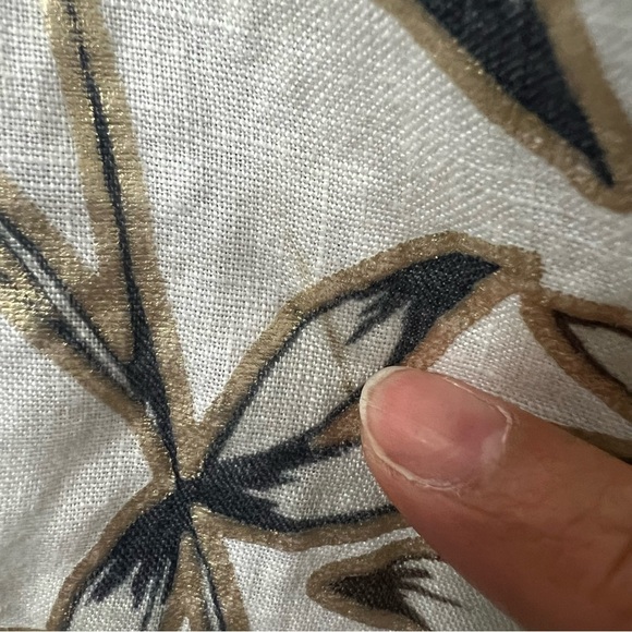 J Crew 0 Foil Leaf Zip Front 100% Linen Boho Chic Tropical Beachy A-Line Dress - Picture 12 of 16